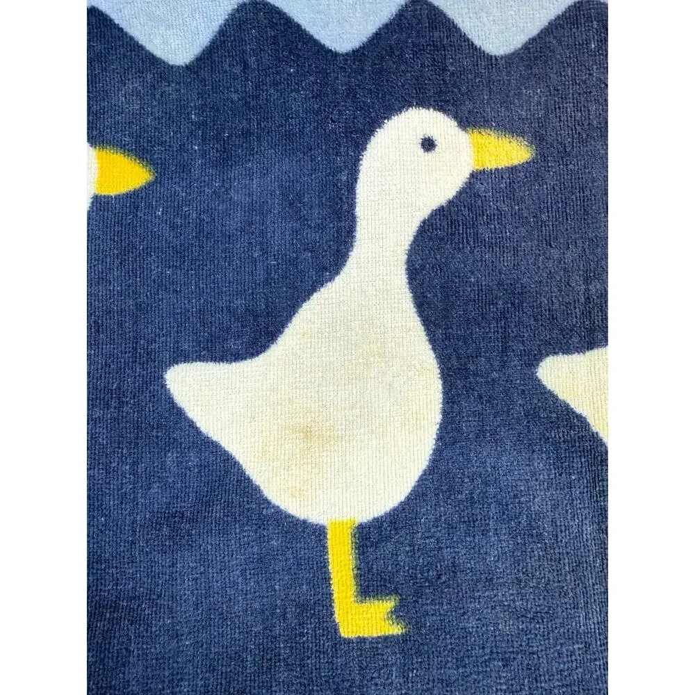 Speckta Designs 1986 Vintage Farm Animal Towel Navy 80s Novelty Geese Pigs Cows